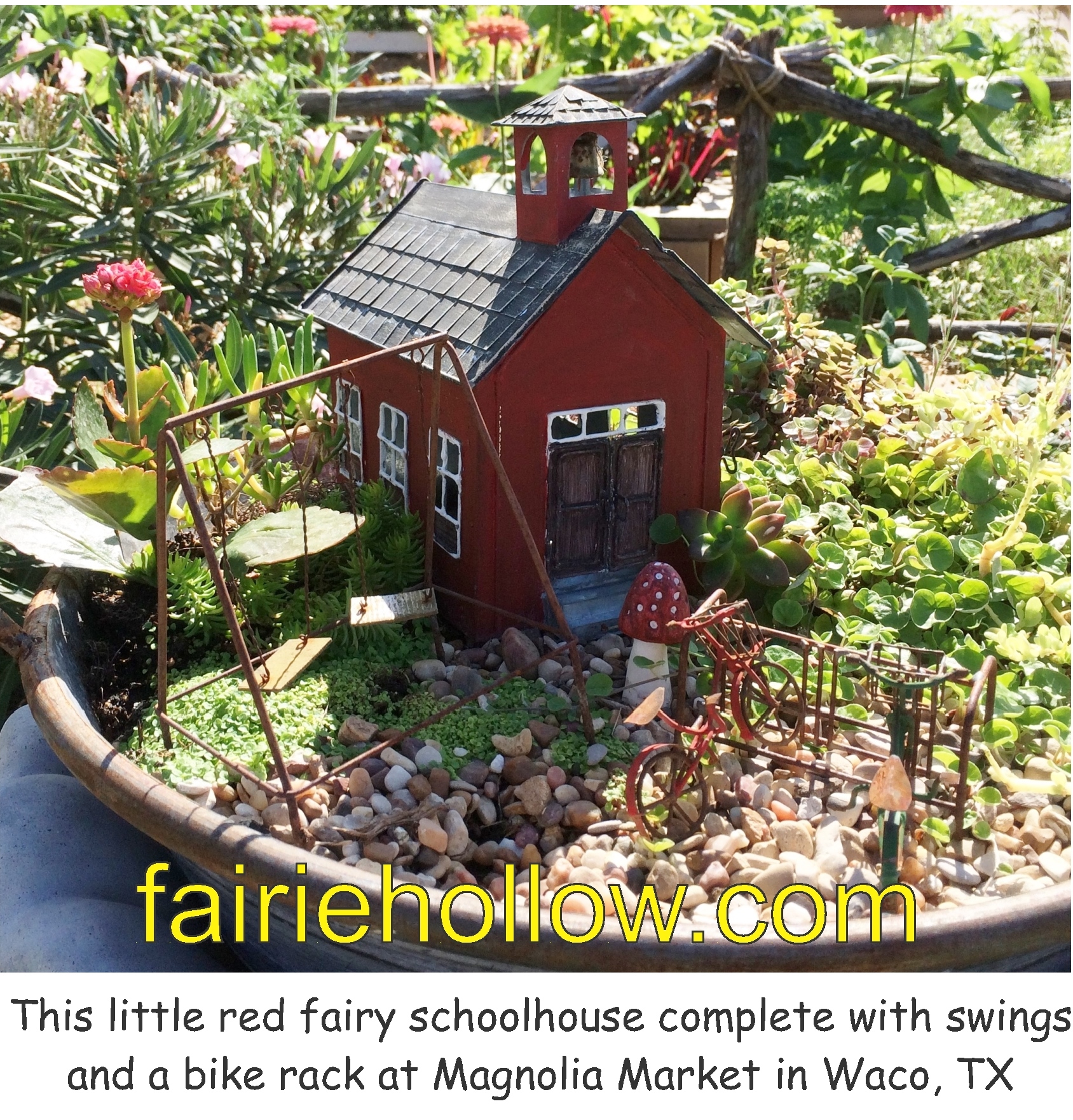 At Magnolia-Market in Waco, Texas, there was this little-red-school-house fairies house| fairiehollow.com