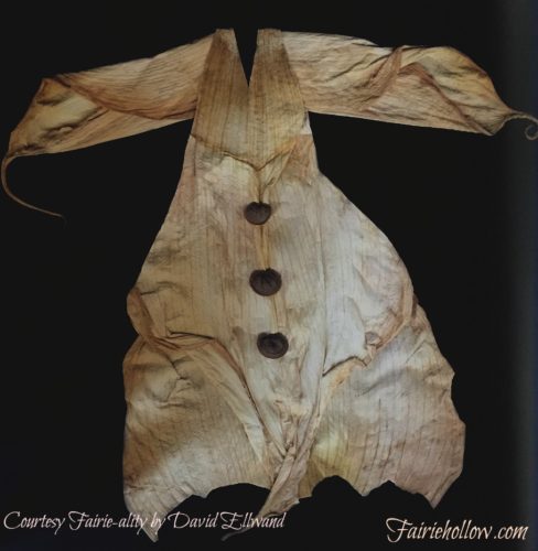 Cornhusk artists smock.Feather dress made for fairies from the book Fairie-ality| Fairiehollow.com