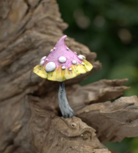 Pink and Yellow Mushrooms.Creating your Fairy Garden can begin by adding mushrooms that you can DIY|fairiehollow.com 