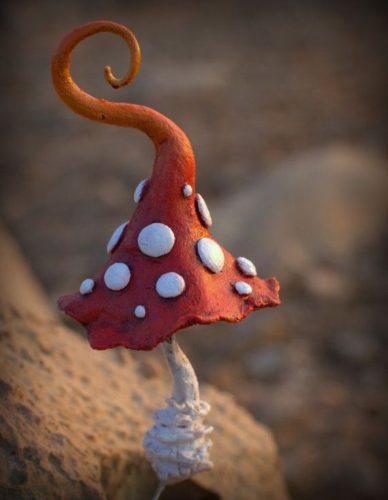 Red Polymer Clay MushroomCreating your Fairy Garden can begin by adding mushrooms that you can DIY|fairiehollow.com