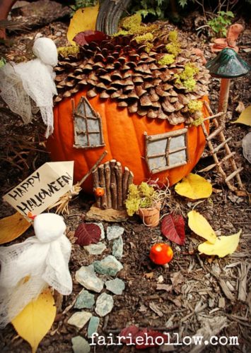 Halloween, pumpkin, garden, house,