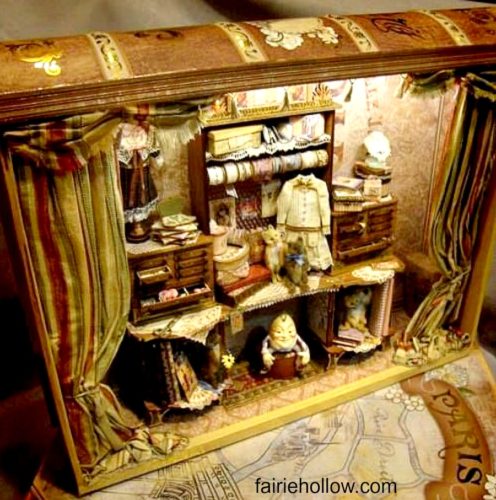 Fairy houses made from books can make a bookcase or library a magical fairy corner|fairiehollow.com 