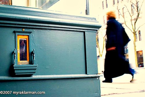 Fairy door in Ann Arbor with passerby | fairiehollow.com