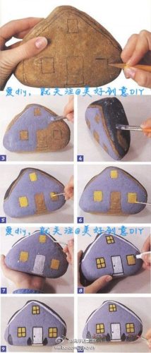 tutorial painted rock fairy house | fairiehollow.com