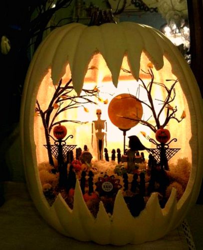 white, fairy pumpkin, Halloween, fairy garden